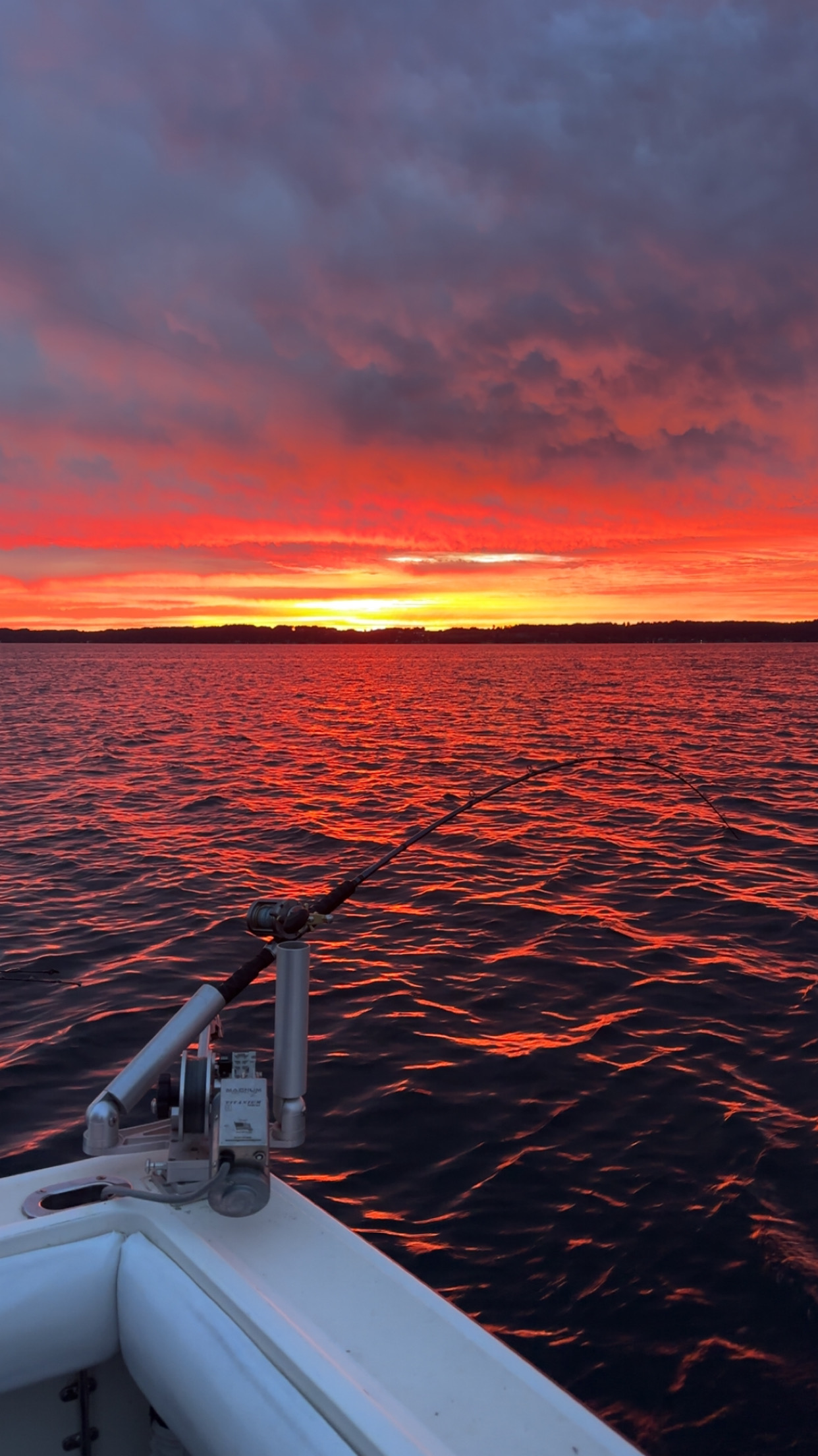 Sunrise over Traverse City during the 2026 fishing season